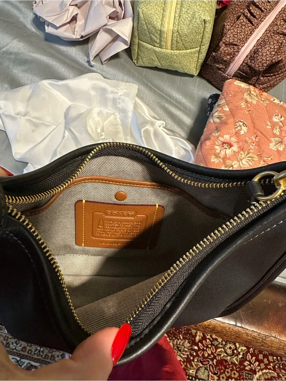 Coach Black curve zip bag with Smooth Leather Finish